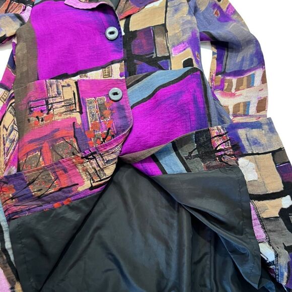 Aris A Multicolor Art to Wear Longline Lagenlook Jacket - Picture 5 of 11